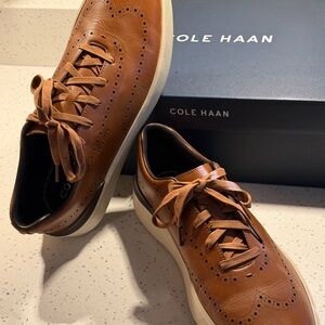 Cole Haan Men's Brown Leather GP Crew wingtip Sneakers - EUC